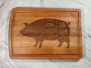 Butcher Cuts (PIG) Laser Engraved Cutting Board